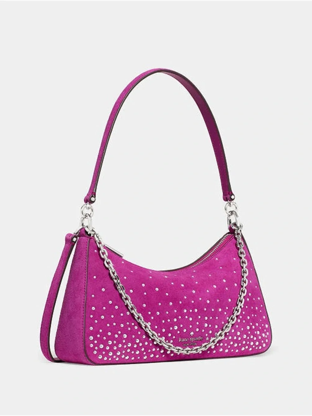 Kate Spade Margot Studded Suede Shoulder Bag Beet